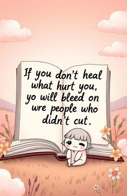 A poignant illustration featuring the quote "If you don’t heal what hurt you, you will bleed on people who didn’t cut you" artfully handwritten on an open book