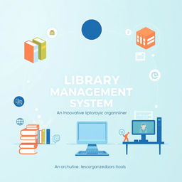 An attractive and modern cover page for a computer science project titled 'Library Management System