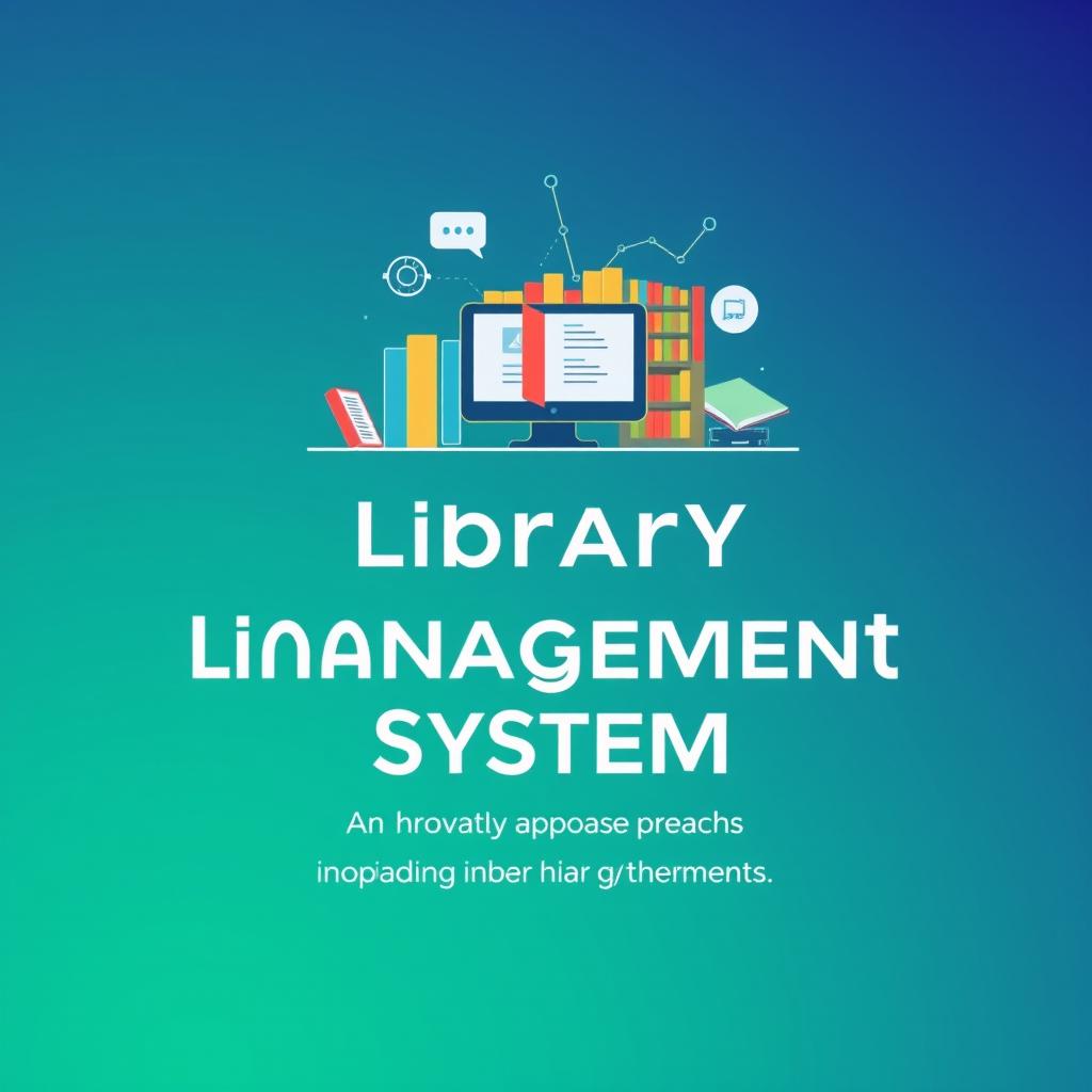 An attractive and modern cover page for a computer science project titled 'Library Management System