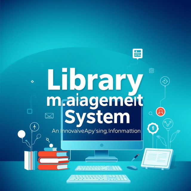 An attractive and modern cover page for a computer science project titled 'Library Management System