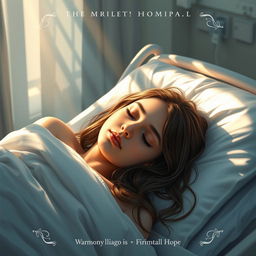A captivating book cover featuring a beautiful teenage girl peacefully sleeping in a hospital bed