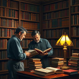 A vibrant library scene featuring a collection of precious books