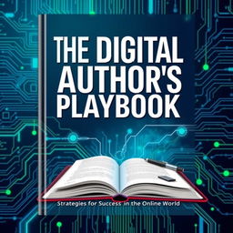 A dynamic and visually appealing book cover for "The Digital Author's Playbook