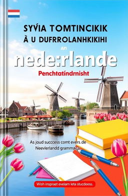 A well-designed educational book cover featuring the title in both Ukrainian and Dutch: 'Твій помічник з правил нідерландської мови' and 'Jouw assistent voor de Nederlandse grammatica'