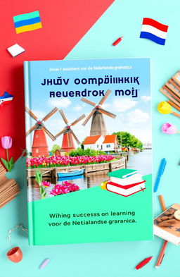 A well-designed educational book cover featuring the title in both Ukrainian and Dutch: 'Твій помічник з правил нідерландської мови' and 'Jouw assistent voor de Nederlandse grammatica'