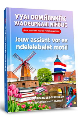 A well-designed educational book cover featuring the title in both Ukrainian and Dutch: 'Твій помічник з правил нідерландської мови' and 'Jouw assistent voor de Nederlandse grammatica'