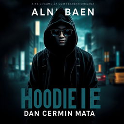 A captivating book cover design for a novel titled 'Hoodie dan Cermin Mata'