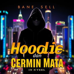 A visually striking book cover for a novel titled 'Hoodie dan Cermin Mata'