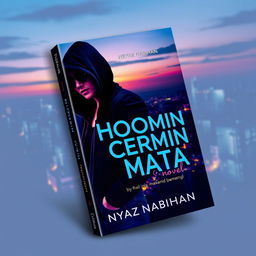 An eye-catching book cover design for a novel titled 'Hoodie dan Cermin Mata' by author Neyaz Nabihan