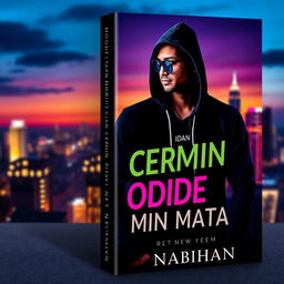 An eye-catching book cover design for a novel titled 'Hoodie dan Cermin Mata' by author Neyaz Nabihan