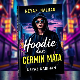 A striking book cover design for a novel titled 'Hoodie dan Cermin Mata' by author Neyaz Nabihan