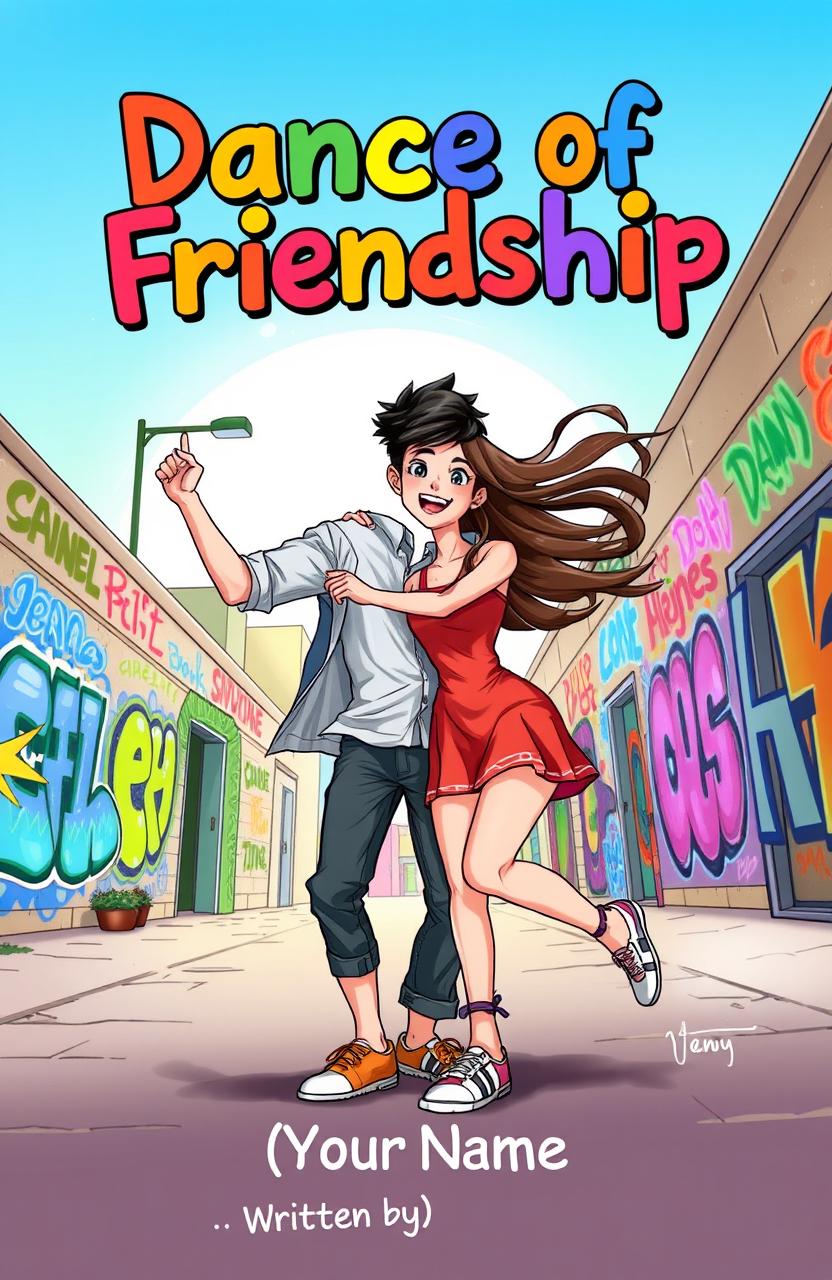 A vibrant cover illustration featuring Denny, a teenage boy with short black hair and a confident smile, alongside Lily, a teenage girl with flowing brown hair and a joyful expression