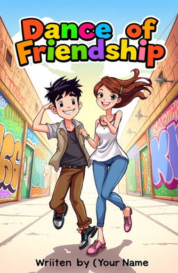 A vibrant cover illustration featuring Denny, a teenage boy with short black hair and a confident smile, alongside Lily, a teenage girl with flowing brown hair and a joyful expression