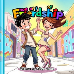 A vibrant cover illustration featuring Denny, a teenage boy with short black hair and a confident smile, alongside Lily, a teenage girl with flowing brown hair and a joyful expression