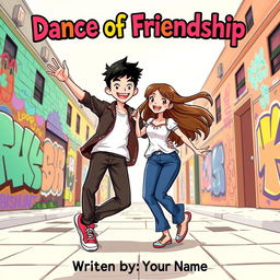 A vibrant cover illustration featuring Denny, a teenage boy with short black hair and a confident smile, alongside Lily, a teenage girl with flowing brown hair and a joyful expression