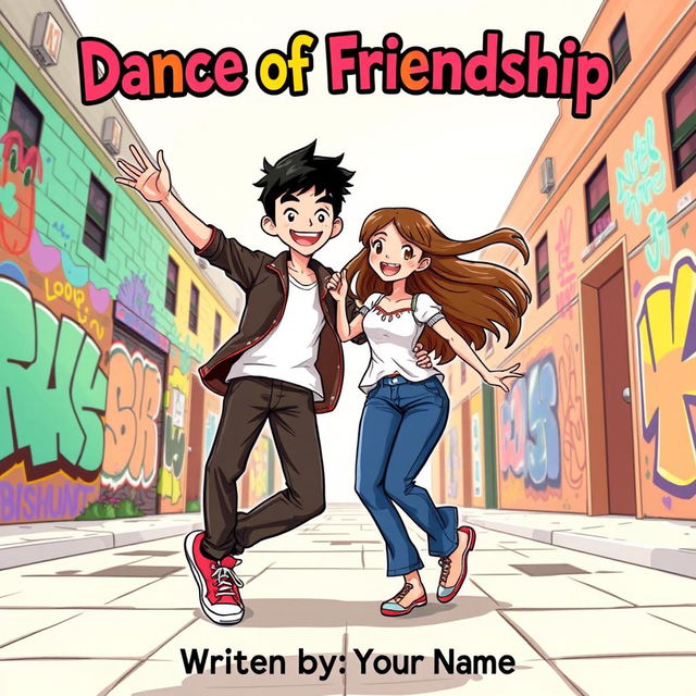 A vibrant cover illustration featuring Denny, a teenage boy with short black hair and a confident smile, alongside Lily, a teenage girl with flowing brown hair and a joyful expression