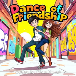 A vibrant cover illustration featuring Denny, a teenage boy with short black hair and a confident smile, alongside Lily, a teenage girl with flowing brown hair and a joyful expression