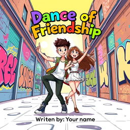 A vibrant cover illustration featuring Denny, a teenage boy with short black hair and a confident smile, alongside Lily, a teenage girl with flowing brown hair and a joyful expression