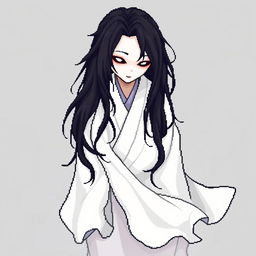 A detailed 64x64 pixel art representation of a Japanese Yūrei man yokai