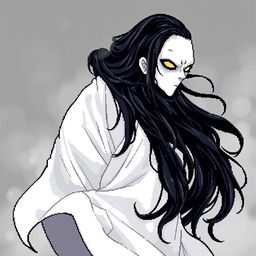 A detailed 64x64 pixel art representation of a Japanese Yūrei man yokai
