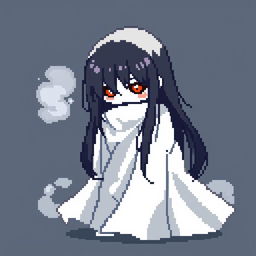 A 32x32 pixel art representation of a Japanese Yūrei male yokai