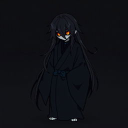 A 32x32 pixel art representation of a Japanese Yūrei male yokai dressed in dark black clothes