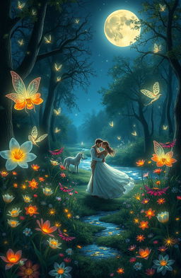 A whimsical and enchanting scene inspired by Shakespeare’s "A Midsummer Night's Dream"