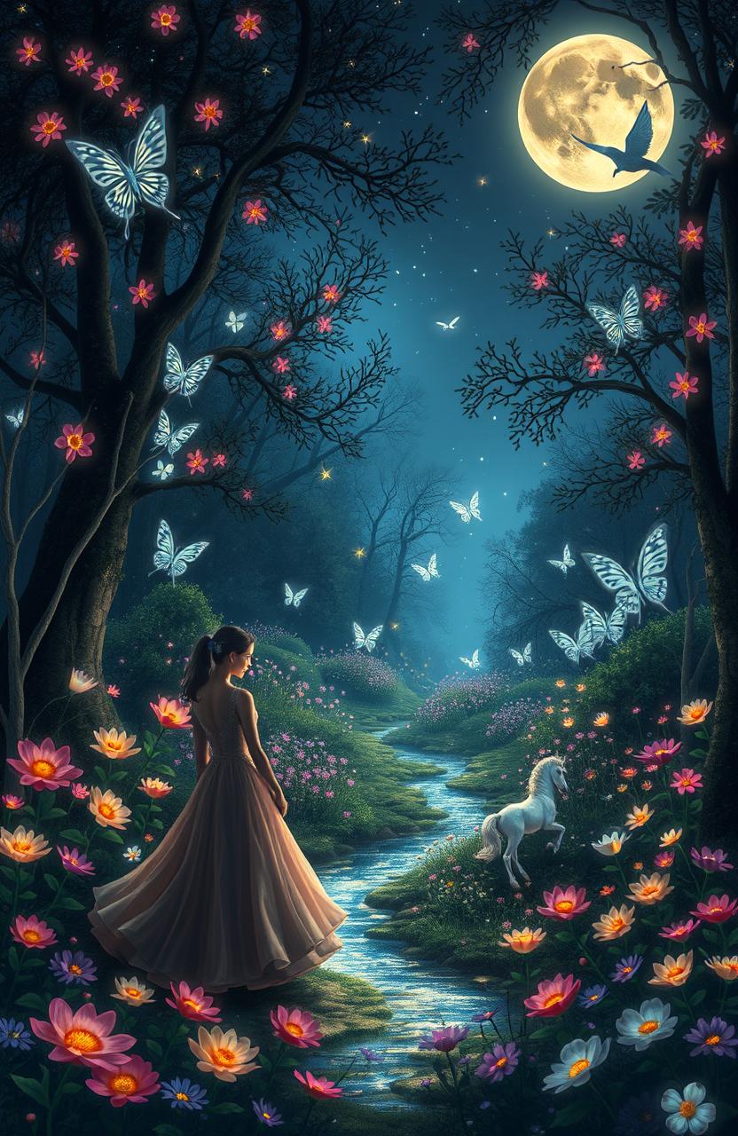 A whimsical and enchanting scene inspired by Shakespeare’s "A Midsummer Night's Dream"