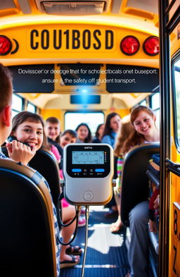 A high-tech device designed for school buses, showcasing its advanced breath detection technology used to ensure the safety of student transport
