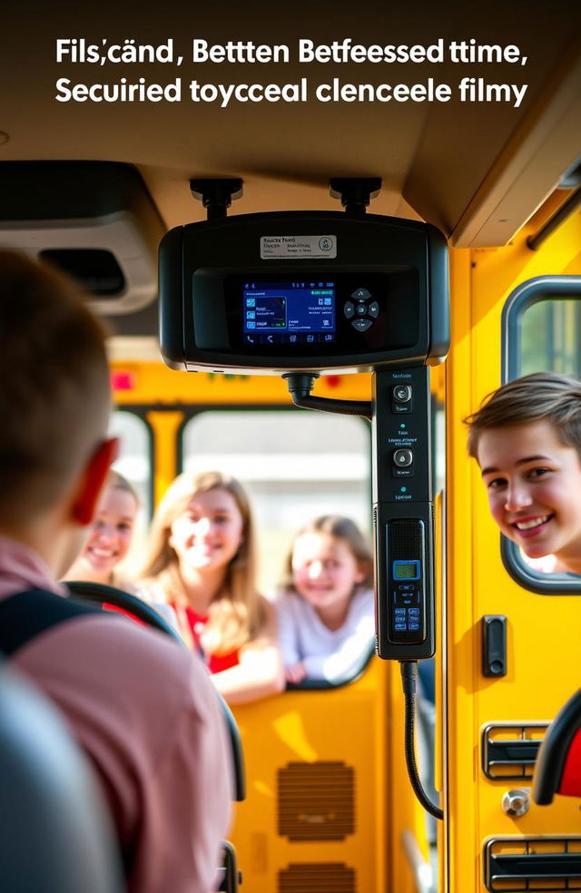 A high-tech device designed for school buses, showcasing its advanced breath detection technology used to ensure the safety of student transport