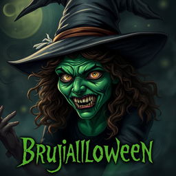 A teenage witch with a disfigured green face that radiates terror