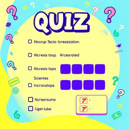 A colorful and engaging quiz layout featuring multiple-choice questions