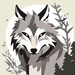 Create an image featuring a mysterious character named Wolf Seera, combining elements of a wild wolf and serene nature.