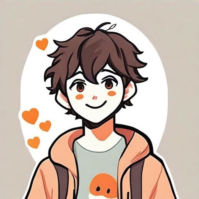 Create an image of a young male character personifying the Wattpad app