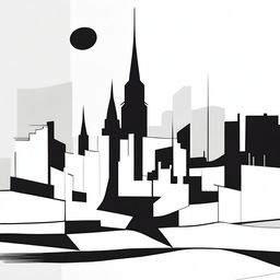 Generate a black and white, minimalist interpretation of Tallinn city's landscape