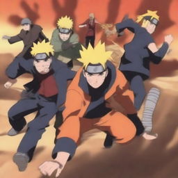 Generate an image featuring dynamic Naruto characters in a vibrant and engaging battle scene.