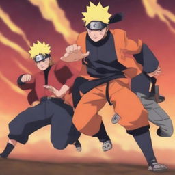 Generate an image featuring dynamic Naruto characters in a vibrant and engaging battle scene.