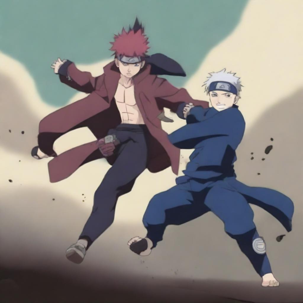 Maintain the predominantly blue color palette in the Naruto and Gaara fight scene.