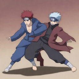 Maintain the predominantly blue color palette in the Naruto and Gaara fight scene.