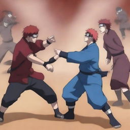 Maintain the predominantly blue color palette in the Naruto and Gaara fight scene.