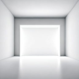 A minimalistic image of an empty display screen radiating soft, pure white light.