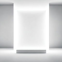 A minimalistic image of an empty display screen radiating soft, pure white light.