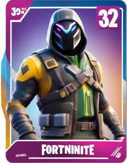 32k HD product photo of a Fortnite trading card featuring a popular game character.