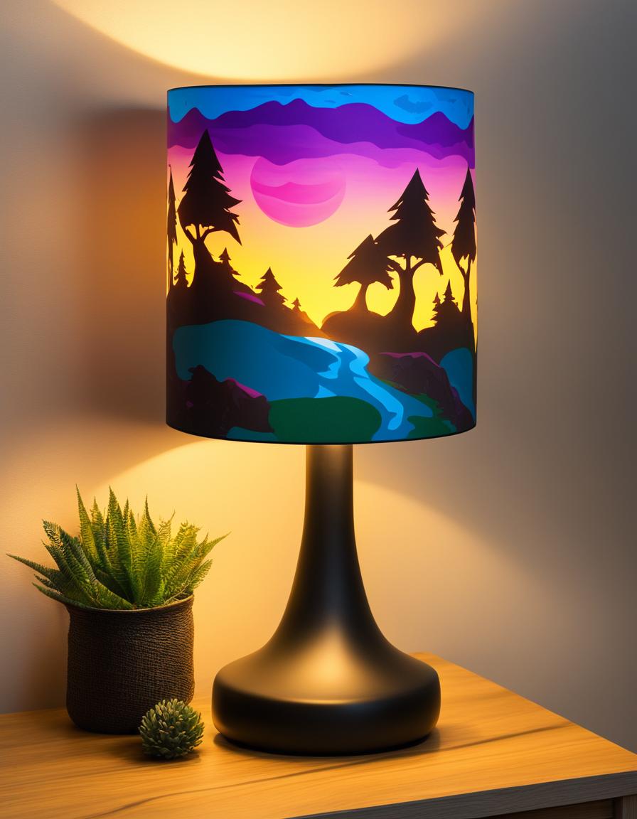 32k HD product photo of a Fortnite-themed lamp shade with vibrant game-inspired designs.