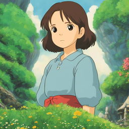 Studio Ghibli-inspired profile picture featuring a young girl in a lush landscape with meticulous details.