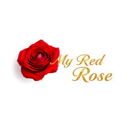 A stunning, vibrant red rose positioned prominently in the center of the image, surrounded by a clean, bright white background