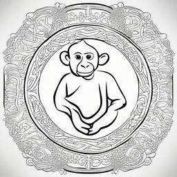 Create a detailed mandala with a monkey theme, suitable for being a coloring page