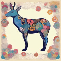 Generate an image of various animals, each adorned with intricately unique and colorful patterns