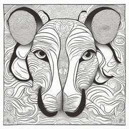 Craft a monochrome coloring page featuring a variety of animals designed with appealing patterns