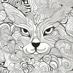 Craft a monochrome coloring page featuring a variety of animals designed with appealing patterns